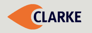 Logo with an orange, stylized eye shape to the left of the bold, dark blue word 