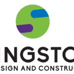 Logo for Kingston Design and Construct featuring a green circle with blue and purple bars, above the company name in bold black text—showcasing trusted Local Expert Plasterers.