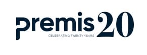 Premis 20 logo with the text 'Celebrating Twenty Years' underneath, marking two decades of excellence in commercial plastering and carpentry Brisbane.